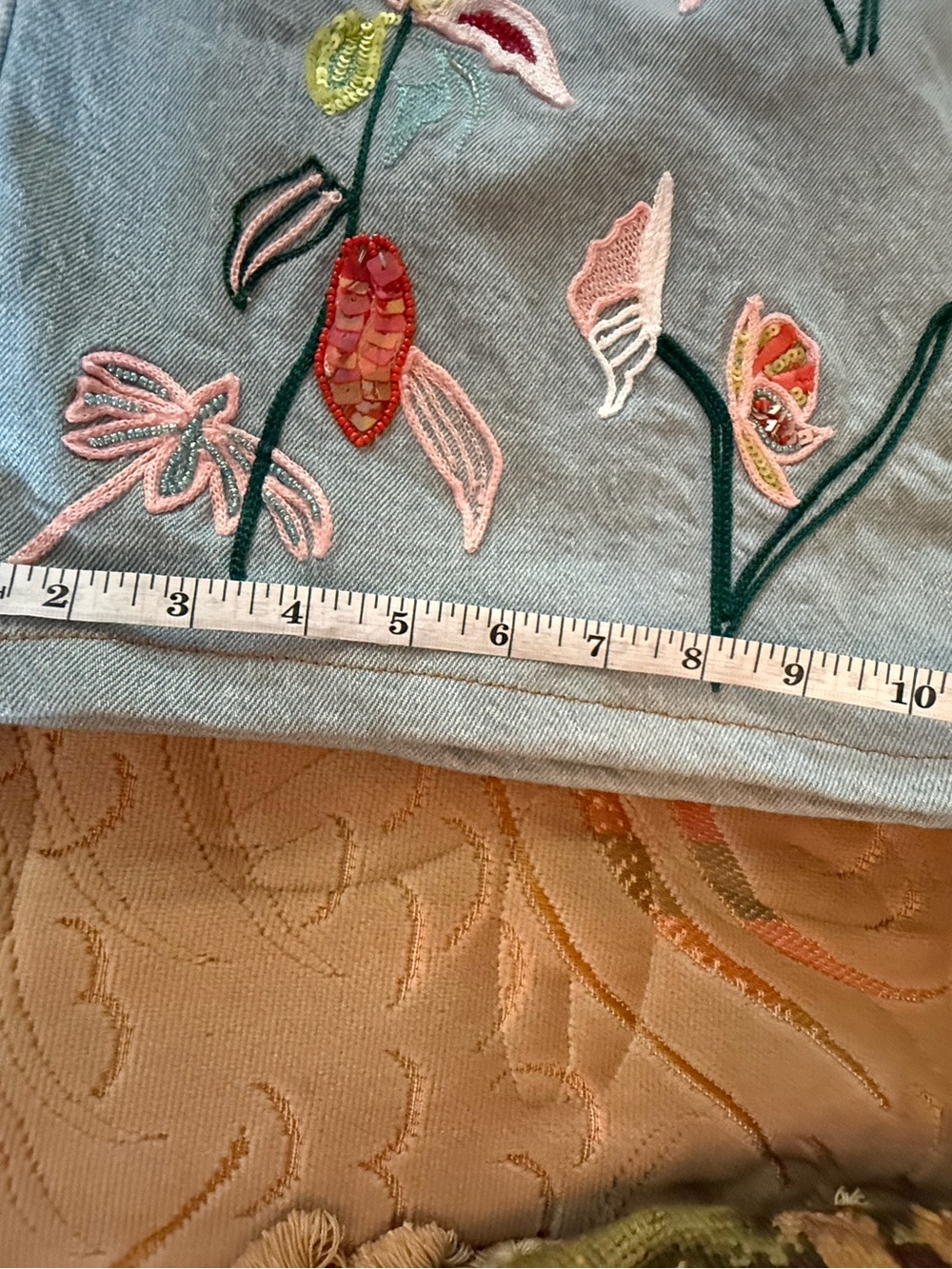 Anthropologie Pilcro Wash Embroidered Floral Wide-Leg Jeans - Light Blue - Picture 8 of 13
